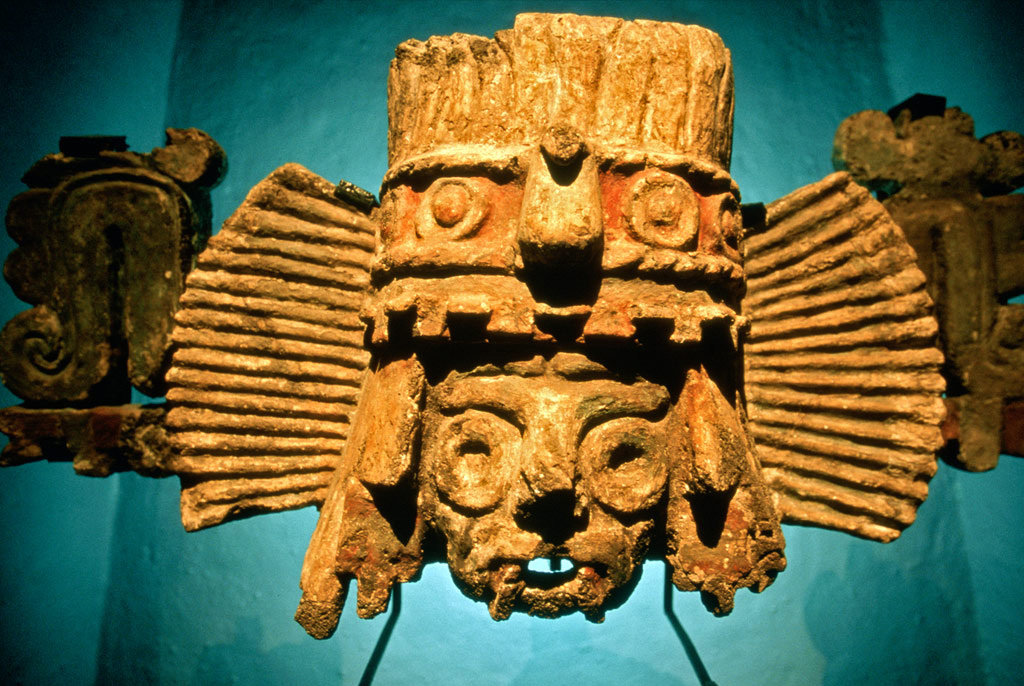 阿兹特克雨神,墨西哥城博物馆(templo mayor museum)内的铜雕tlaloc.